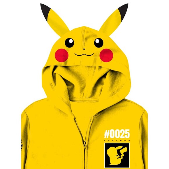 Boys, Licensed Cosplay Hoodie, Pokemon Pikachu, Size XS (4/5), Full Zip, Light - Picture 2 of 7